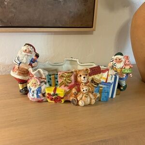 Fitz and Floyd "Vintage" Santa’s Magic Workshop Christmas Tidbit/Candy Dish